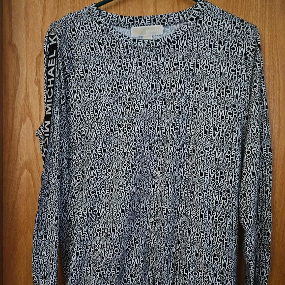 Michael Kors black and white long sleeve top features a drawstring detail size m - Picture 2 of 6